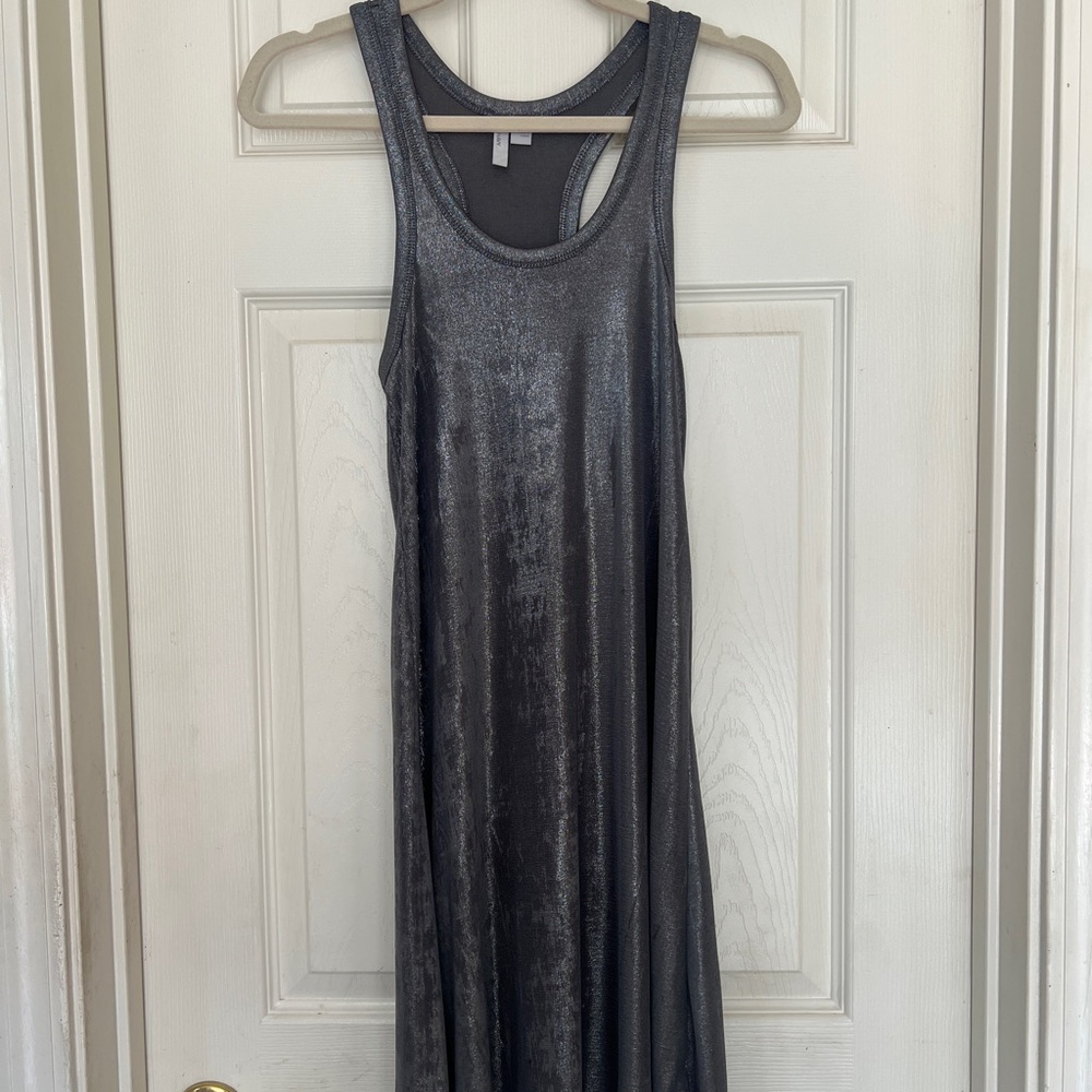 Grey Metallic Tank Top Dress